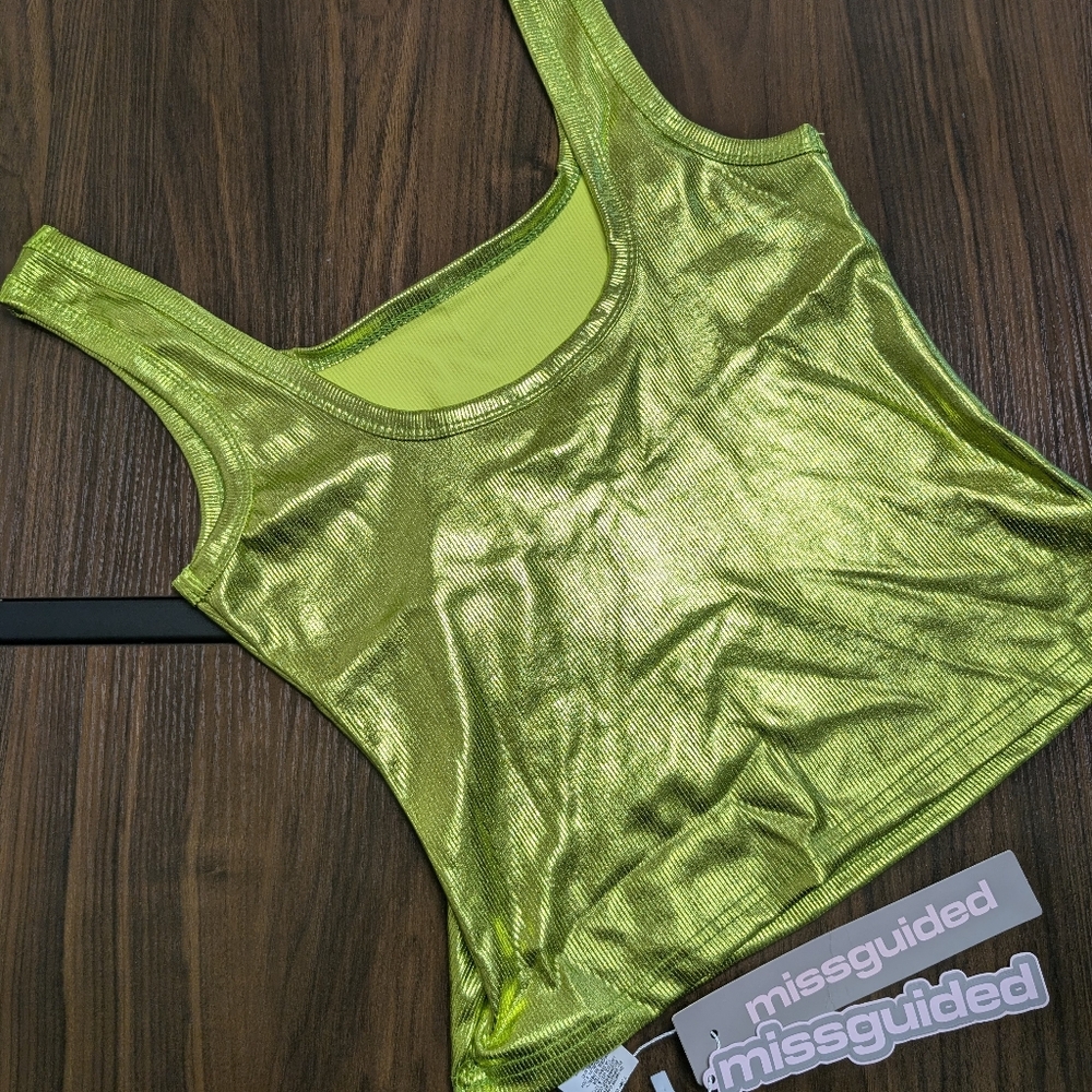 Missguided Metallic Green 💚 Tank Top